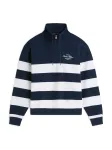 TOMMY HILFIGER Megztinis be užsegimo 'Stripe Quarter-zip' tamsiai mėlyna / balta