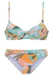 SUNSEEKER Bikinis nebalintos drobės spalva / turkio spalva / tamsiai žalia / tamsiai oranžinė