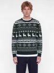JACK & JONES Megztinis 'JJXmas Santa' tamsiai žalia / balk&scaron;va