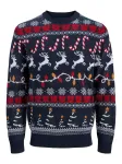 JACK & JONES Megztinis 'JJXmas Santa' tamsiai mėlyna / oranžinė / raudona / balta