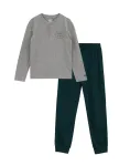 WE Fashion Miego kostiumas margai pilka / tamsiai žalia
