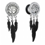 Auskarai tuneliai Fear tree black, 2vnt; 8mm, 10mm, 12mm, 14mm, 16mm, 18mm