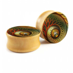 Auskarai tuneliai mediniai Wood Fern, 2 vnt; 8mm, 10mm, 12mm, 14mm, 16mm