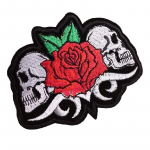 Antsiuvas medžiaginis Rose&Skulls; 8x10cm