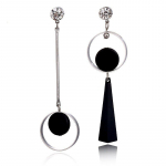 Auskarai Assimetry silver black; 2vnt