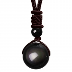 Kaklo papuo&scaron;alas natūralaus akmens Obsidian Black; 12mm, 16mm