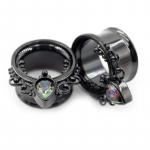 Auskarai tuneliai Teardrop black, 2 vnt; 8mm, 10mm, 12mm, 14mm, 16mm