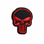 Antsiuvas medžiaginis Red Skull; 6.2x5cm