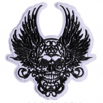 Antsiuvas medžiaginis Skull Wings; 14x13cm