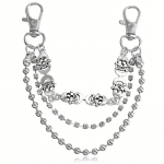 Avalynės pakabukas Chain Crystal Skulls sidabro spalvos; 14/16/18cm