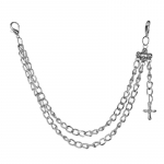 Avalynės pakabukas Chain Four Skulls sidabro spalvos; 24/27cm