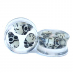 Auskarai tuneliai Acryl 3D Skull Night, 2vnt; 8mm, 10mm, 12mm, 14mm, 16mm, 18mm, 20mm