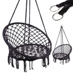 Pakabinama supama kėdė hamakas 80 cm 150 kg Juoda