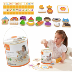 Žaidimas kibirėlis 2-1 balansinis ir taktilinis Paliesk ir pajusk Viga