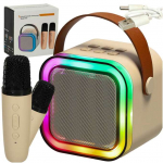 Karaoke mikrofonas (2vnt) ir muzikinė kolonėlė White
