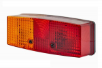 Galinis žibintas kairinis stačiakampis, 12/24V, raudona/oranžinė, 158x51x64mm, Hella 2SD003184031