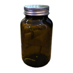 Rudas stiklinis indelis su metaliniu dangteliu, 200 ml