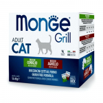 Monge Grill Mix Adult Cat Rabbit/Lamb konservuotas pa&scaron;aras katėms, ėriena, triu&scaron;iena; 12x85g