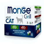 Monge Grill Mix Sterilised Cat Cockerell/Veal/Trout konservuotas pa&scaron;aras katėms, vi&scaron;tiena, upėtakis, ver&scaron;iena; 12x85g