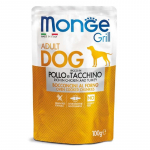 Monge Grill Adult Dog Chicken&Turkey konservuotas pa&scaron;aras &scaron;unims, vi&scaron;tiena, kalakutiena; 100g