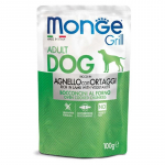 Monge Grill Adult Dog Lamb&Vegetables konservuotas pa&scaron;aras &scaron;unims, ėriena, daržovės; 100g