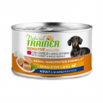 Trainer Sensitive no gluten Adult Dog Mini Rabbit konservuotas pa&scaron;aras suaugusiems &scaron;unims mažų veislių, triu&scaron;iena; 150g
