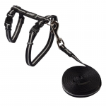 Rogz Alley Cat petne&scaron;os Ir pavadėlis katėms, juodos spalvos; 24-40cm