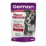 Gemon Wet Dog Pouches Chunkies Adult beef & ham konservuotas pa&scaron;aras &scaron;unims, jautiena; 100g