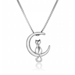 Kaklo papuo&scaron;alas Moon Silver Cat; 18x19mm