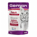 Gemon Wet Cat Pouches chunkies Adult Beef & vegetables konservuotas pa&scaron;aras katėms, jautiena; 100g