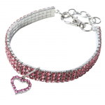 Zoo Crystal Heart antkaklis katėms ir &scaron;unims, rausvas; S, M