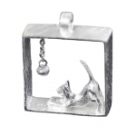 Kaklo papuo&scaron;alas Square Silver Cat; 23x23mm