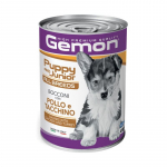 Gemon Dog Chunks junior chicken & turkey konservuotas pa&scaron;aras &scaron;uniukams, vi&scaron;tiena, kalakutiena; 415g