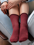 Kojinės su ka&scaron;myru, bordo spalvos
