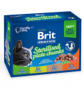 Brit Premium Cat konservai katėms Sterilised Plate, 12x100 g