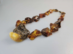 Masyvūs gintariniai karoliai margi įspūdingi Raw Amber necklace
