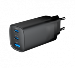 Cablexpert 3-port 65 W GaN USB PowerDelivery fast charger | TA-UC-PDQC65-01-BK