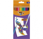 BIC Spalvoti pie&scaron;tukai su trintuku Kids Evolution Illusion 12 spalvų rinkinys