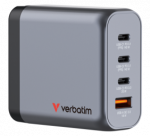 Verbatim 32203 GaN Įkroviklis 140W 4-Port, USB-A/USB-C, EU/UK/US Plug, Pilka/Juoda