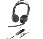 Poly Blackwire 5220 Stereo Laidinės ausinės, USB-C, 3.5mm, USB-C/A Adapter, Juoda