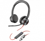 POLY Blackwire 8225 Stereo MS Teams Laidinės ausinės, USB-C/A Adapter, Juoda