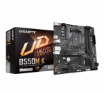 Gigabyte | B550M K 1.0 M/B | Processor family AMD | Processor socket AM4 | DDR4 DIMM | Memory slots 4 | Supported hard disk drive interfaces  SATA, M.2 | Number of SATA connectors 4 | Chipset AMD B550 | Micro ATX