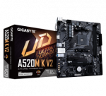 Gigabyte | A520M K V2 1.0 M/B | Processor family AMD | Processor socket AM4 | DDR4 DIMM | Memory slots 2 | Supported hard disk drive interfaces  SATA, M.2 | Number of SATA connectors 4 | Chipset AMD A520 | Micro ATX