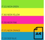 Spalvotas Neon popierius Double A, 75g, A4, 100 lapų, Rainbow 4, 5 Neon spalvų