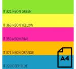 Spalvotas Neon popierius Double A, 75g, A4, 500 lapų, Rainbow 4, 5 Neon spalvų