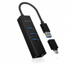 Raidsonic | 4 Port Hub with USB 3.0 Type-A, Type-C, Gigabit LAN | Icy Box IB-HUB1419-LAN