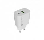 Natec Ribera USB Charger 1X USB-A + 1X USB-C 20W, White