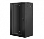 Lanberg | Rack cabinet 19" wall-mount 22U/600x450 (flat pack) with glass door | WF01-6422-10B | Black