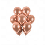 Lateksinis chromuotas balionas su heliu, &scaron;ampano spalvos - 30cm, 1vnt.