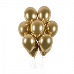 Lateksinis chromuotas balionas, auksinis - 30cm, 1vnt.